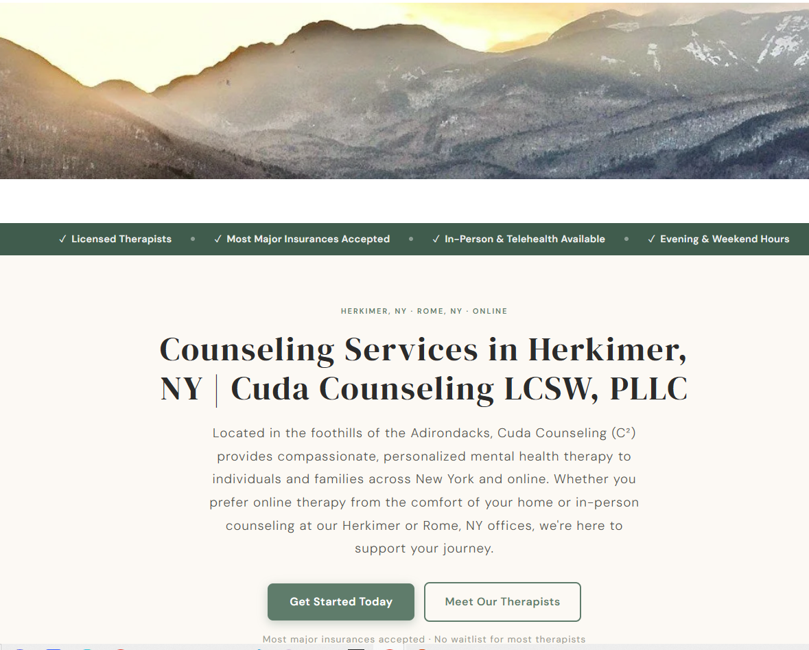 Cuda Counseling website redesign and SEO case study